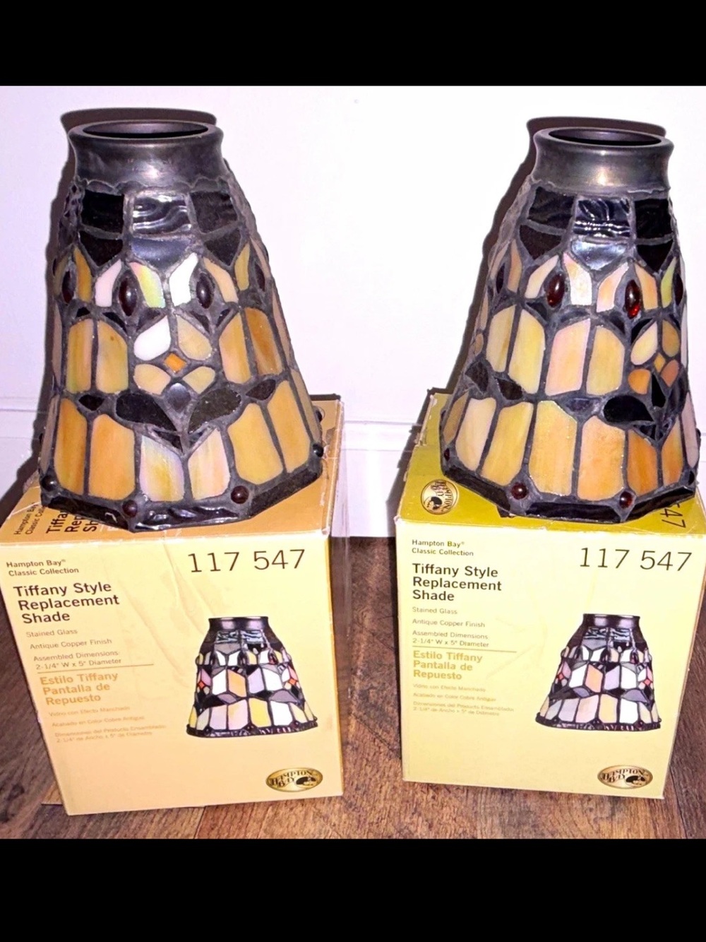 Hampton Bay Classic Collection Tiffany Stained Glass Bell Lamp Shade 117-547